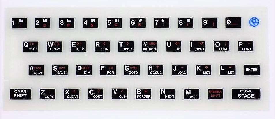 ZX SPECTRUM 16k/48k Fluorescent keyboard mat Black