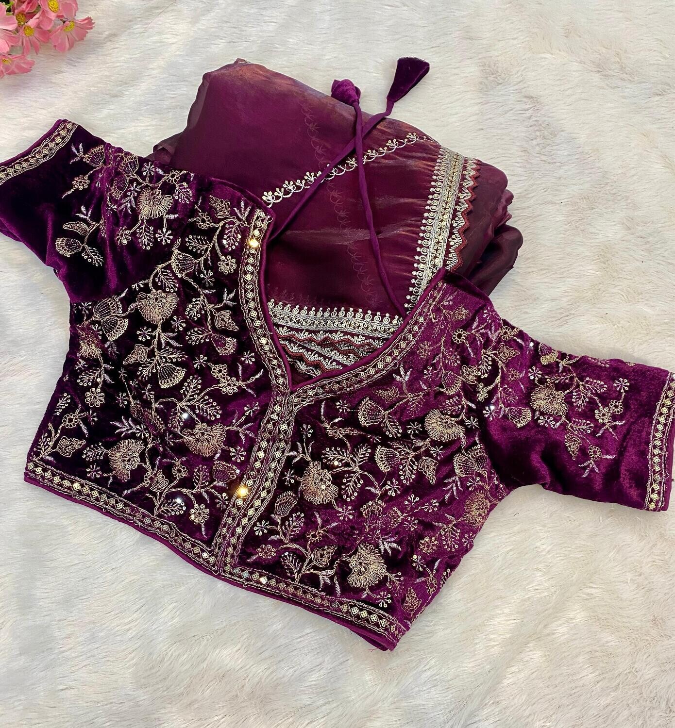 Shinning pure crystal silk Jimmy choo sarees