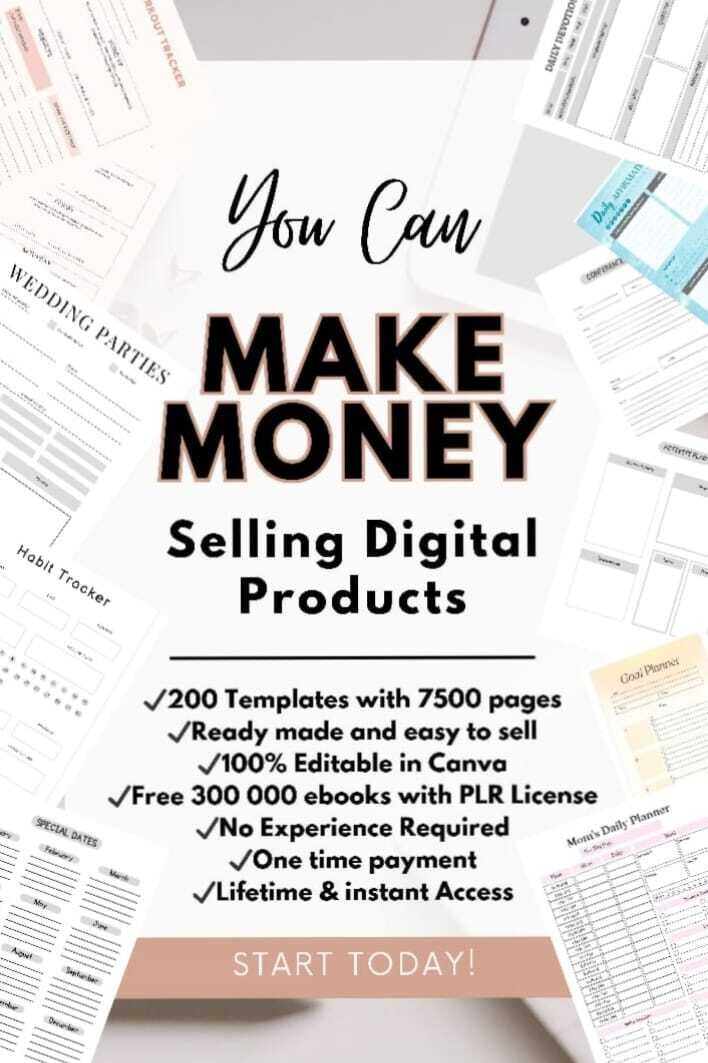 200 Canva Ultimate Planner Templates with 7500 pages AND 300K FREE PLR E-books