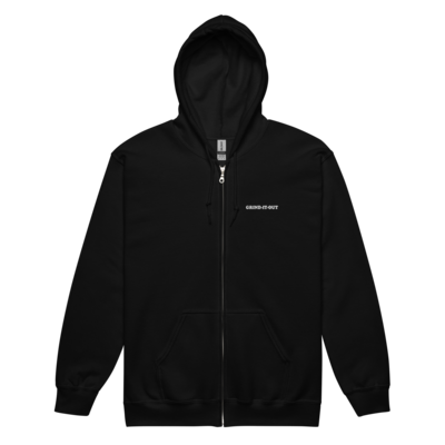 Grind-It-Out Black Unisex heavy blend zip hoodie