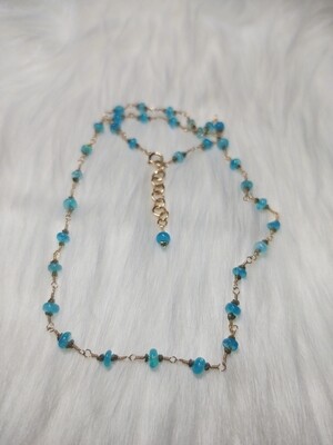 Blue Opal and Green Diamond Gold Necklace