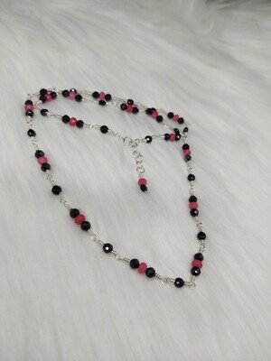 Ruby and Black Spinel Silver Necklace
