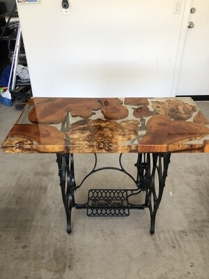 Live edge wood and epoxy table
