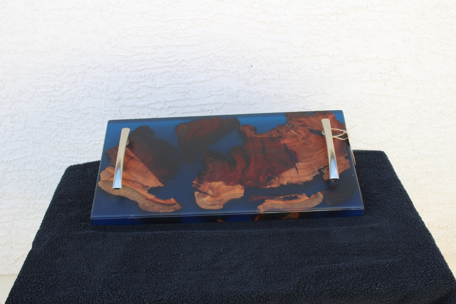 Blue epoxy and Eucalyptus Charcuterie Board