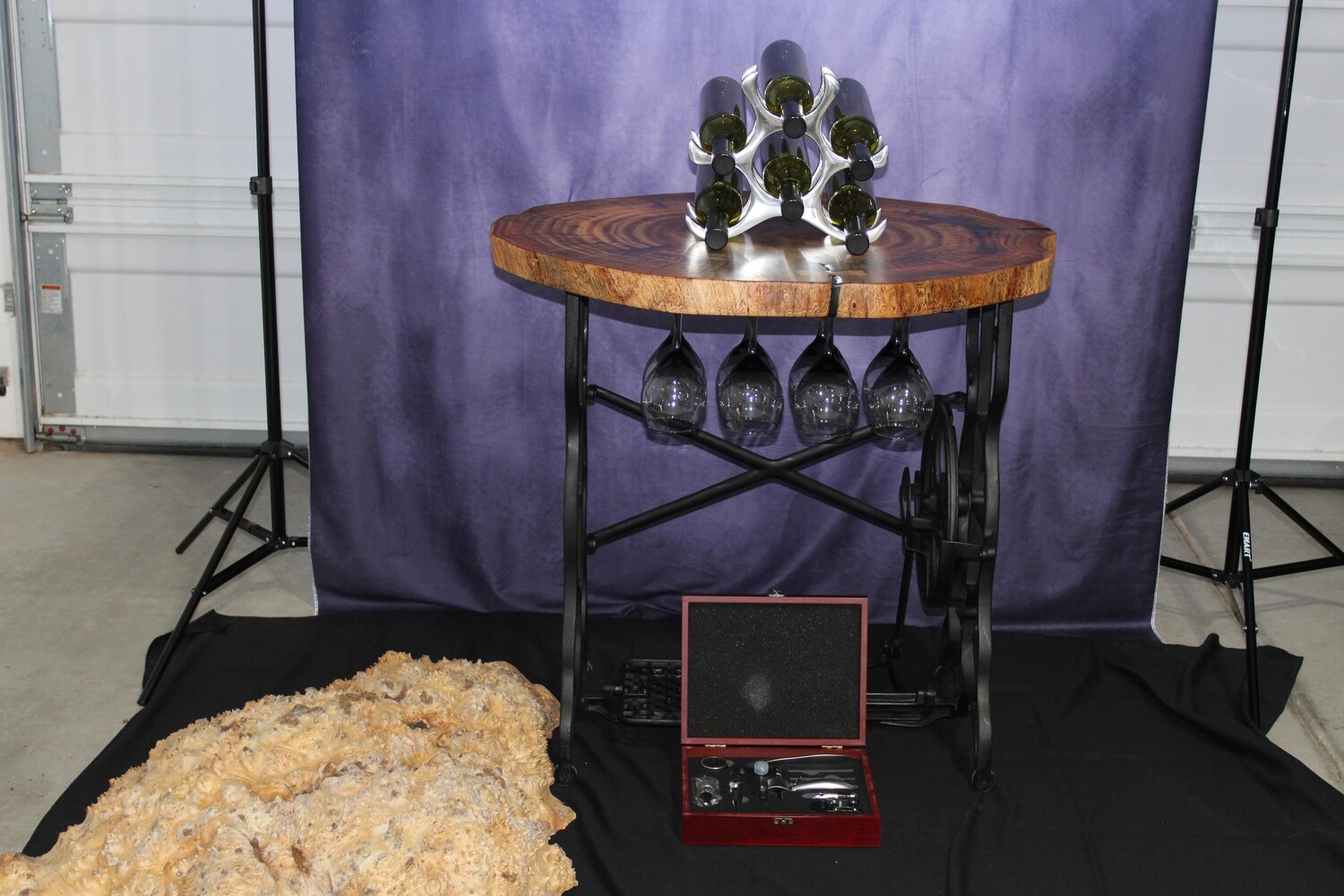 Wine rack made from wooden cookie