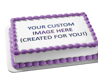 24 serving 1/4 sheet Single Layer Edible Image Cake