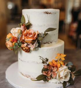 42 serving elegant tall 2 tier semi naked wedding cake-3 layers of cake per tier