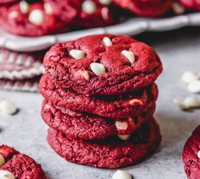 6 Red Velvet White Chocolate Cookies (White Chocolate Dipped Available)
