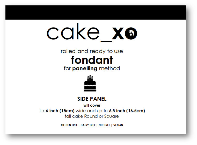 cake_xo 6 inch Rolled and Ready-to-Use Paneling Fondant - SIDE PANEL | BLACK