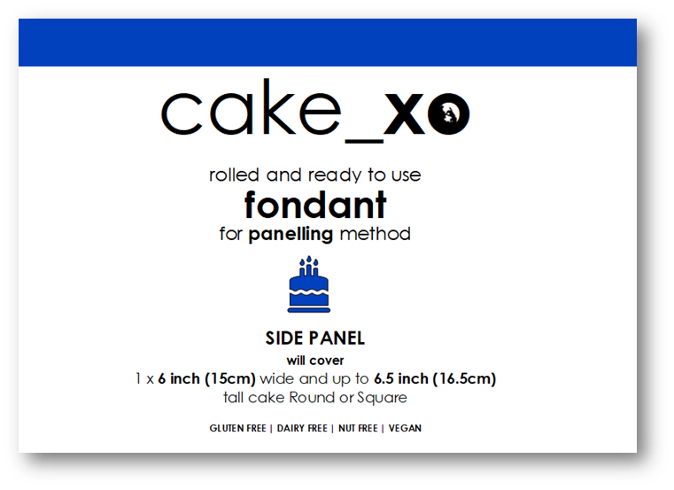 cake_xo 6 inch Rolled and Ready-to-Use Paneling Fondant - SIDE PANEL | BLUE