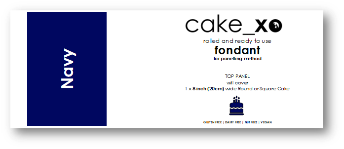 cake_xo 8 inch Rolled and Ready-to-Use Paneling Fondant - TOP PANEL | NAVY