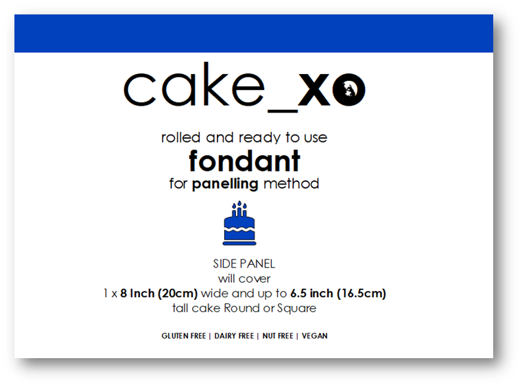 cake_xo 8 inch Rolled and Ready-to-Use Paneling Fondant - SIDE PANEL | BLUE