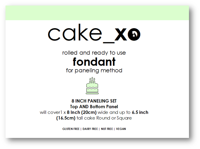 cake_xo 8 inch Rolled and Ready-to-Use Paneling Fondant SET - TOP &amp; Bottom PANEL | MINT GREEN