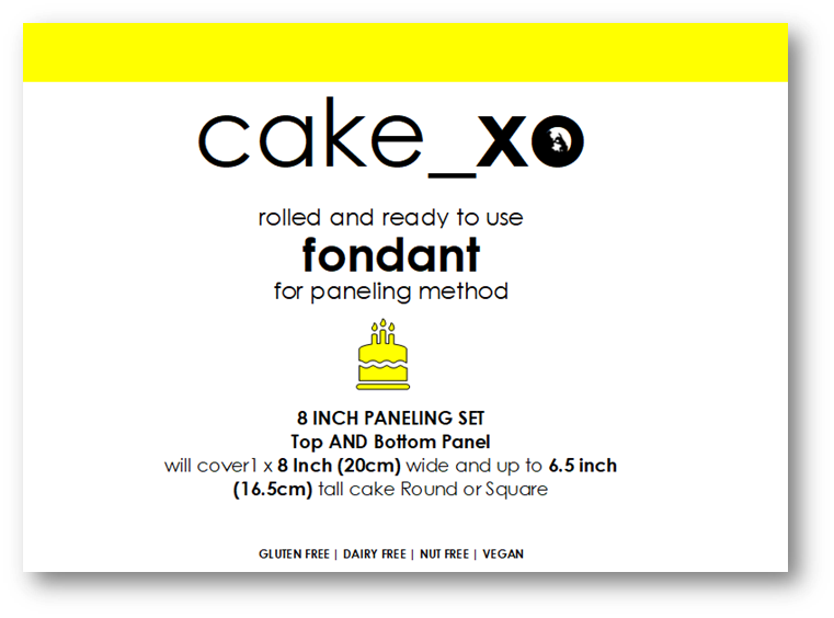 cake_xo 8 inch Rolled and Ready-to-Use Paneling Fondant SET - TOP &amp; Bottom PANEL | YELLOW