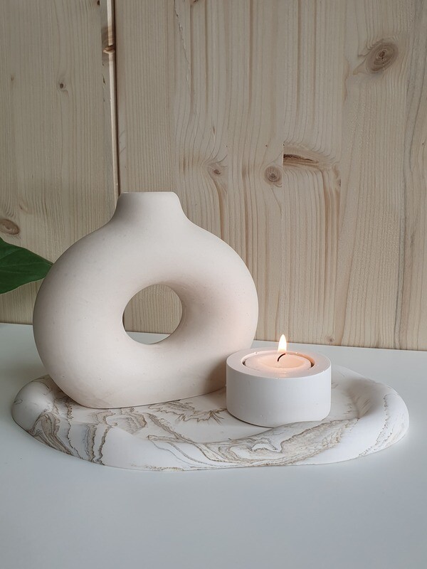 Set met donutvormige vaas (optie droogbloemen)