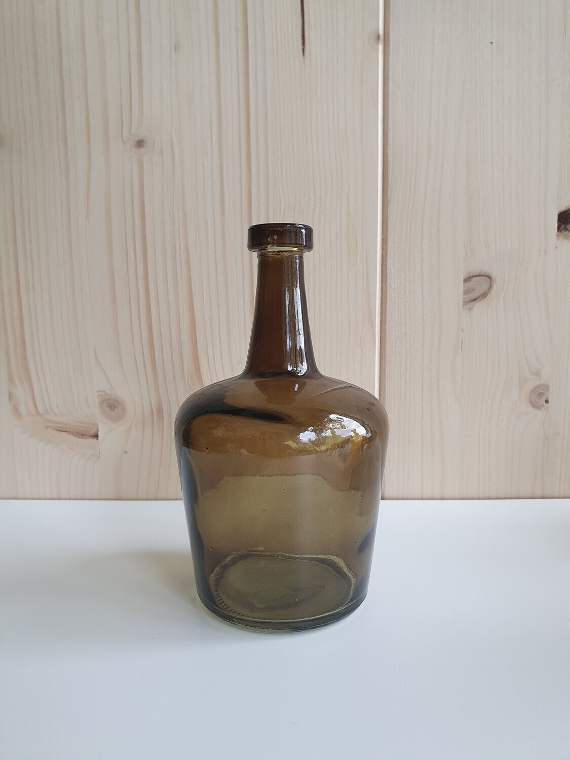 Glazen vaasje met slanke hals - olijfgroen