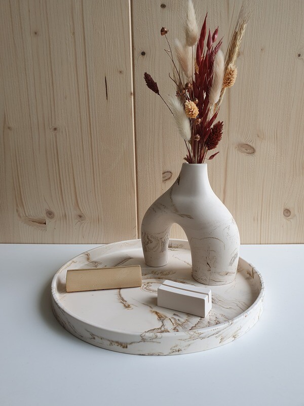 Set grootbord, vaas en kaarthouders (optie droogbloemen)