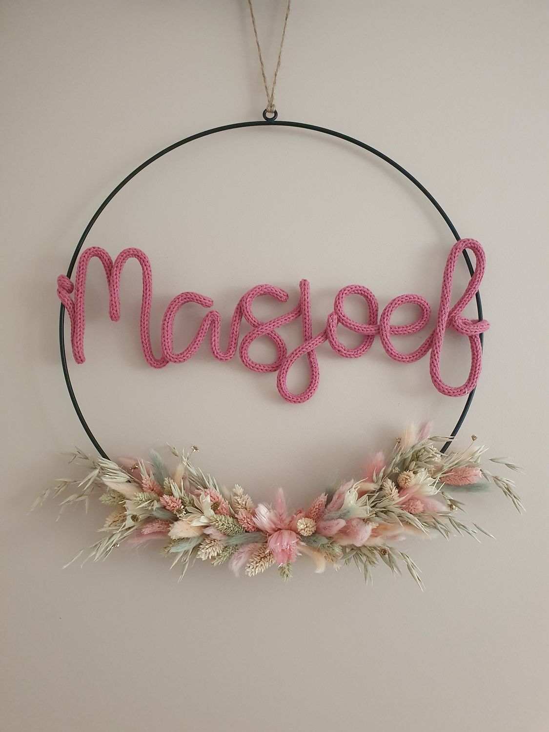 Flowerhoop hangend diameter 40 cm met punniknaam