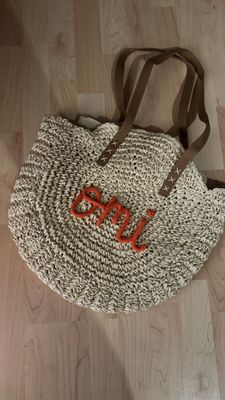 Soepele draagtas met punniknaam beige