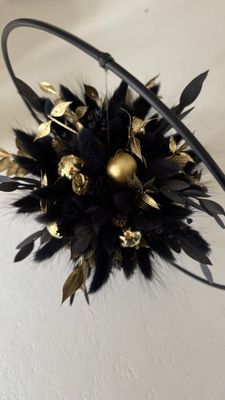 Bloemenwolk black and gold - cirkel diameter 25 cm