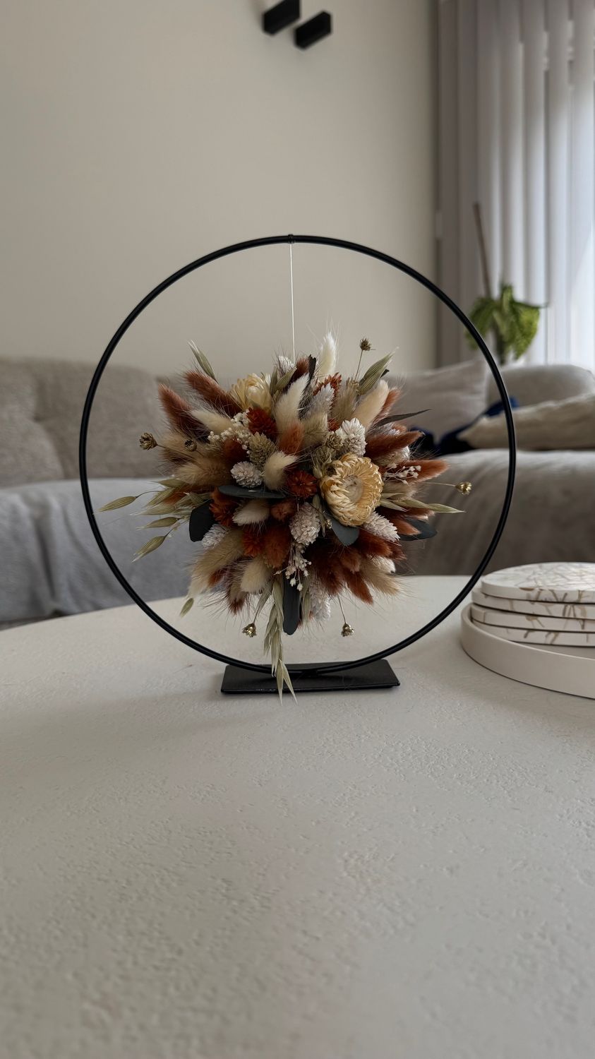 Bloemenwolk aardetinten - cirkel diameter 25 cm