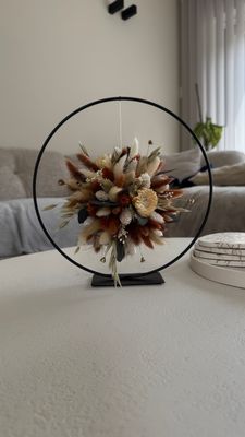 Bloemenwolk aardetinten - cirkel diameter 25 cm