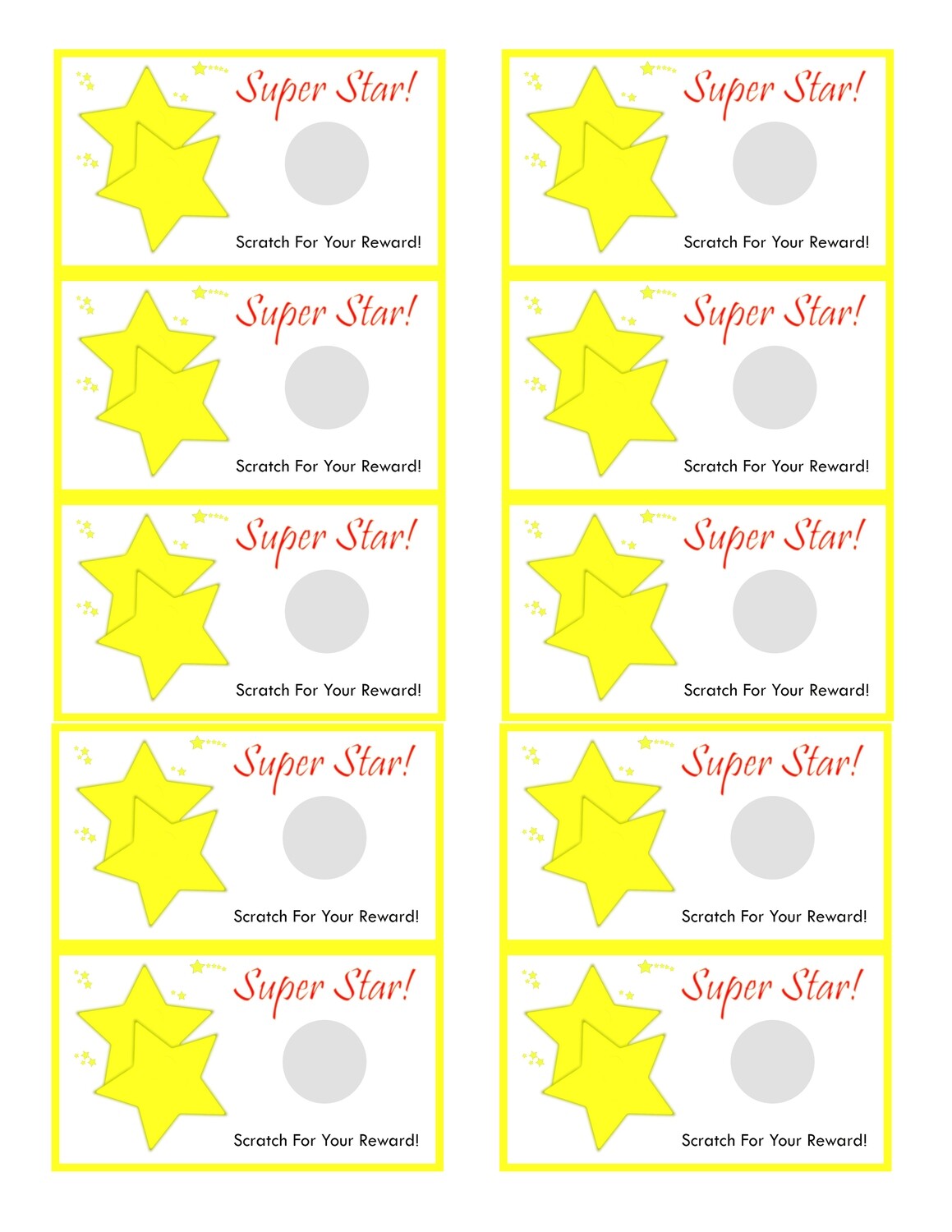 Super Star Scratch off template
