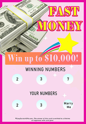 Printable scratch off card