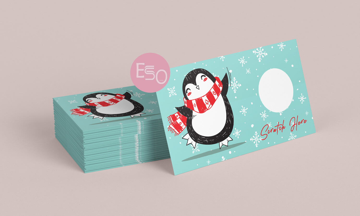 Holiday penguin scratch off card