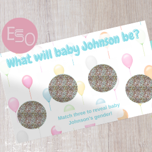 Gender Reveal Scratch off Card-Balloons