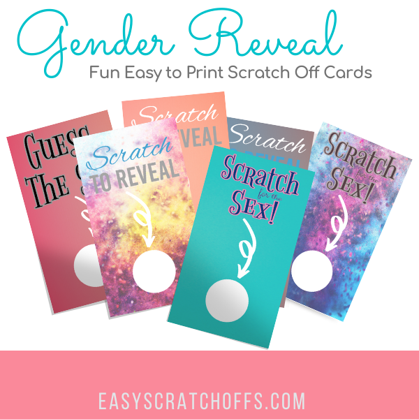 Gender Reveal Scratch off Card Printable Bundle with stickers
