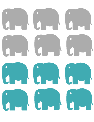 Blue and gray elephant tags