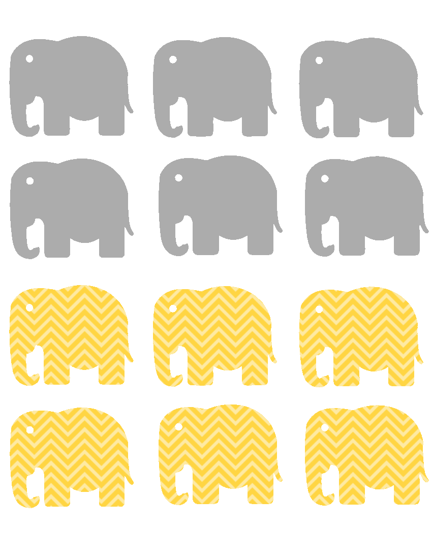 Gray and yellow Chevron elephant tags
