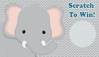 Elephant themed baby shower scratch off template