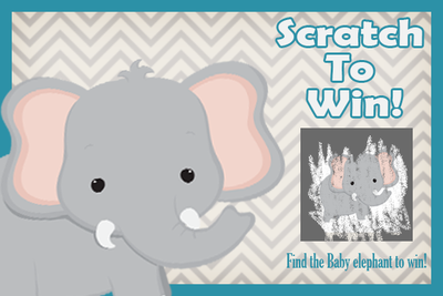 Baby shower scratch off game- elephant theme post card