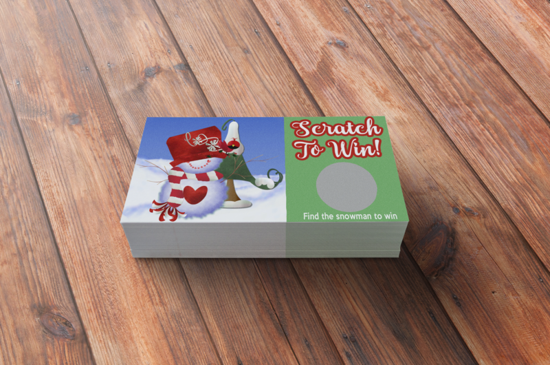 Snowman scratch off card