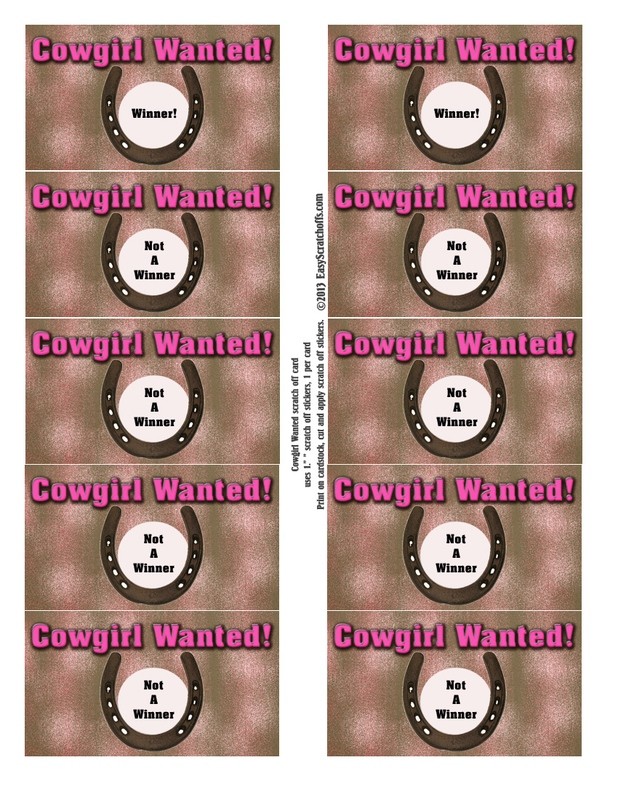 Cowgirl scratch off template