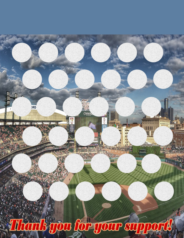 Baseball Scratch off Card for fundraisers