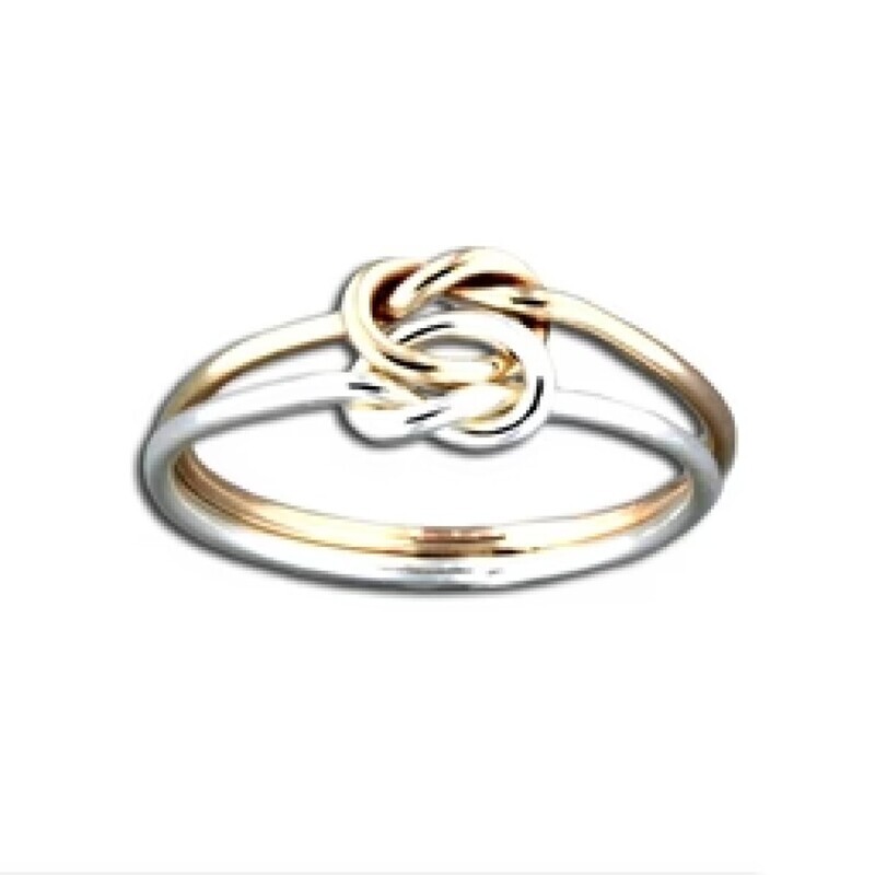 14k Gold Filled and Sterling silver mix double love knot toe ring -Aurora