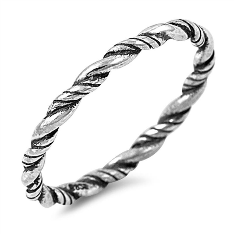 Sterling silver braid twist stacking fitted toe ring - Irene