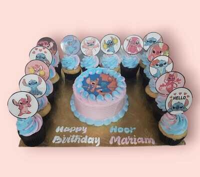 Stitch Cake With Cup Cakes 1