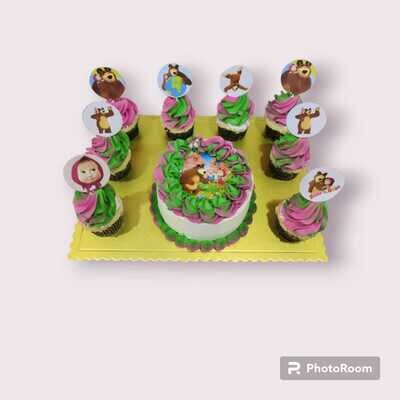 Masha And The Bear Cake With Cup Cake