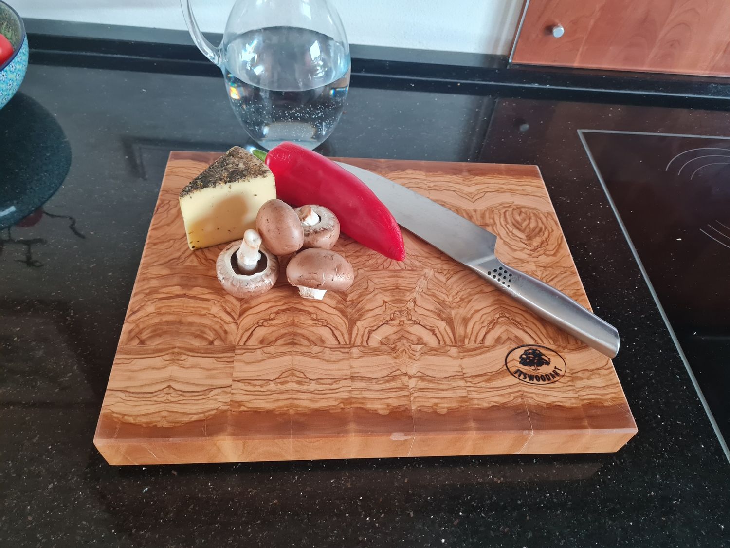 Stirnholzschneidebrett, gestockter Apfel