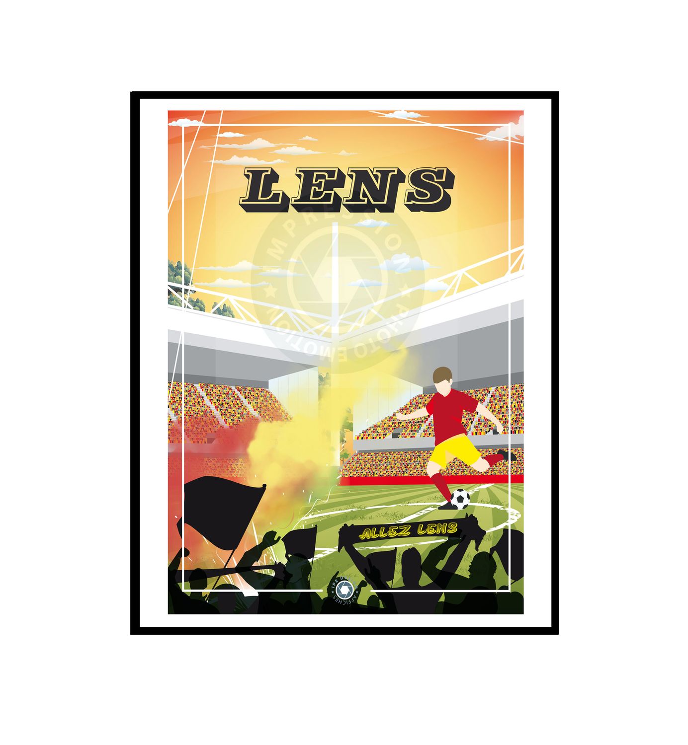 Affiche graphique illustrée Lens : Illustrée RC Lens Football, Hauts-de-France