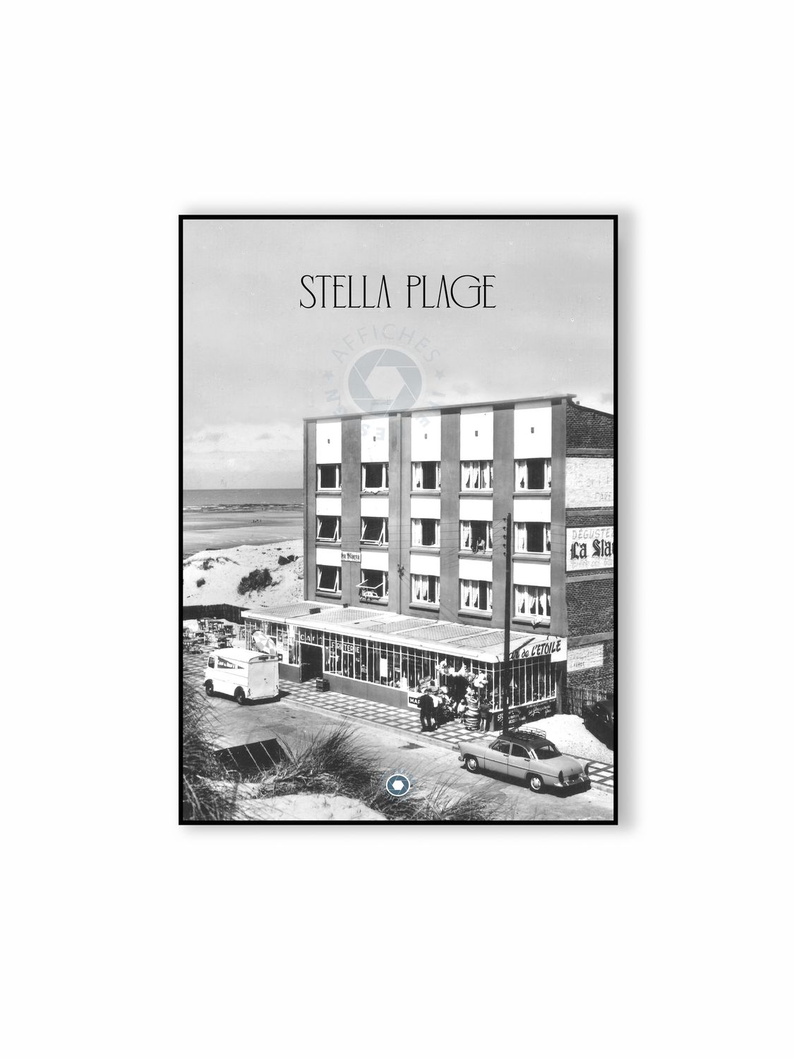 Affiche rétro noir et blanc Stella Plage : chez cesar, Hauts-de-France