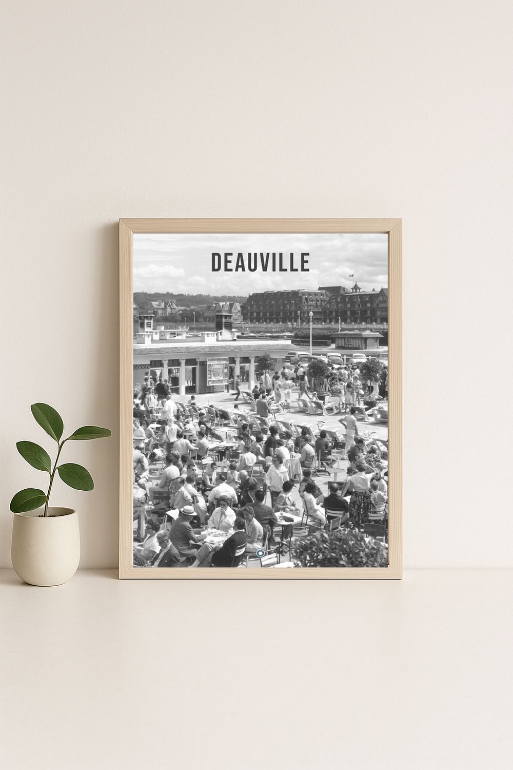 Affiche rétro noir et blanc Deauville : les planches, Normandie