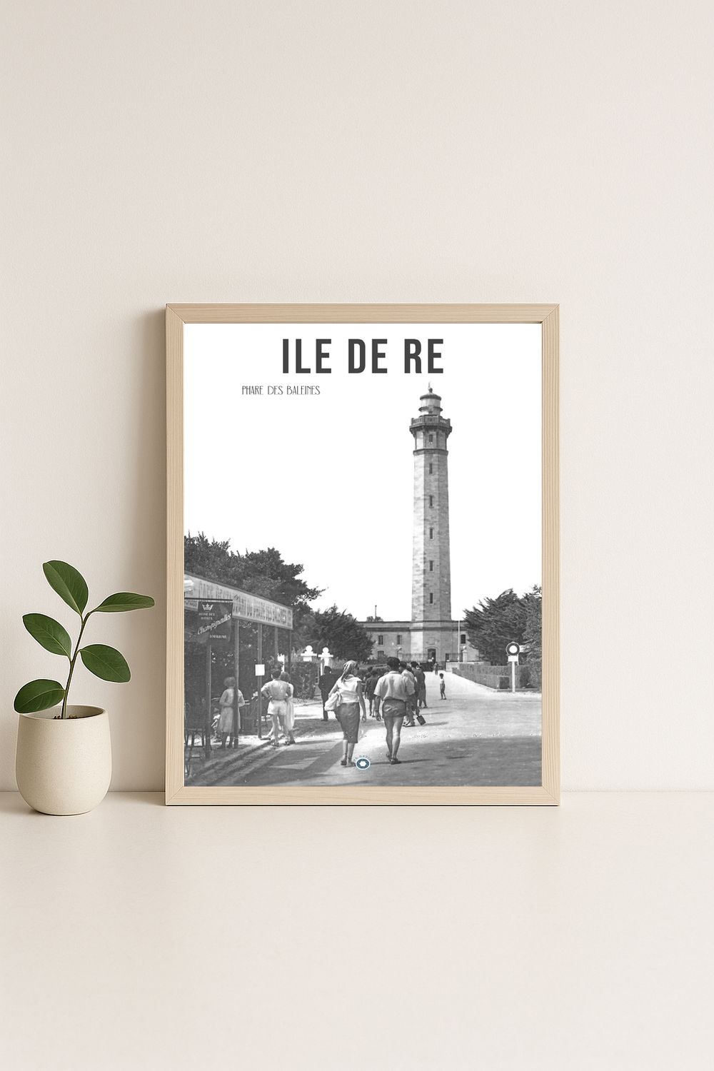 Affiche rétro noir et blanc Phare les Deux Baleines : Ile de ré · PHARE DES DEUX BALEINES, Nouvelle-Aquitaine