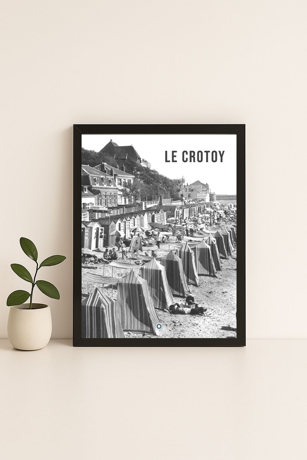 Affiche rétro noir et blanc Le Crotoy : la plage ·  la somme, Hauts-de-France