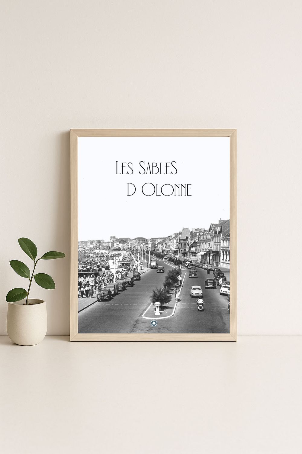 Affiche rétro noir et blanc les Sables D'Olonnes : La Digue, Pays de la Loire