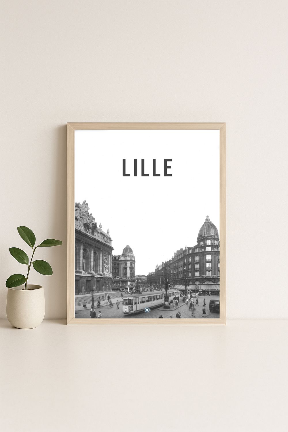 Affiche rétro noir et blanc Lille : Rue Faidherbe, Hauts-de-France